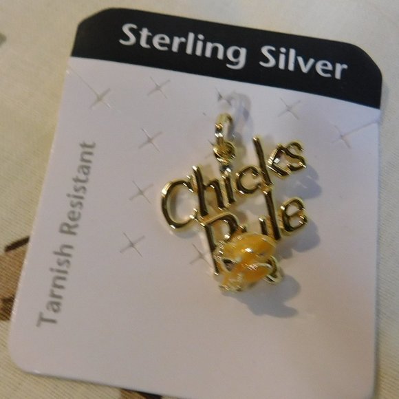 STERLING SILVER~"CHICKS RULE" PENDANT WITH HANGING ENAMELED CHICK~1" - Picture 2 of 7